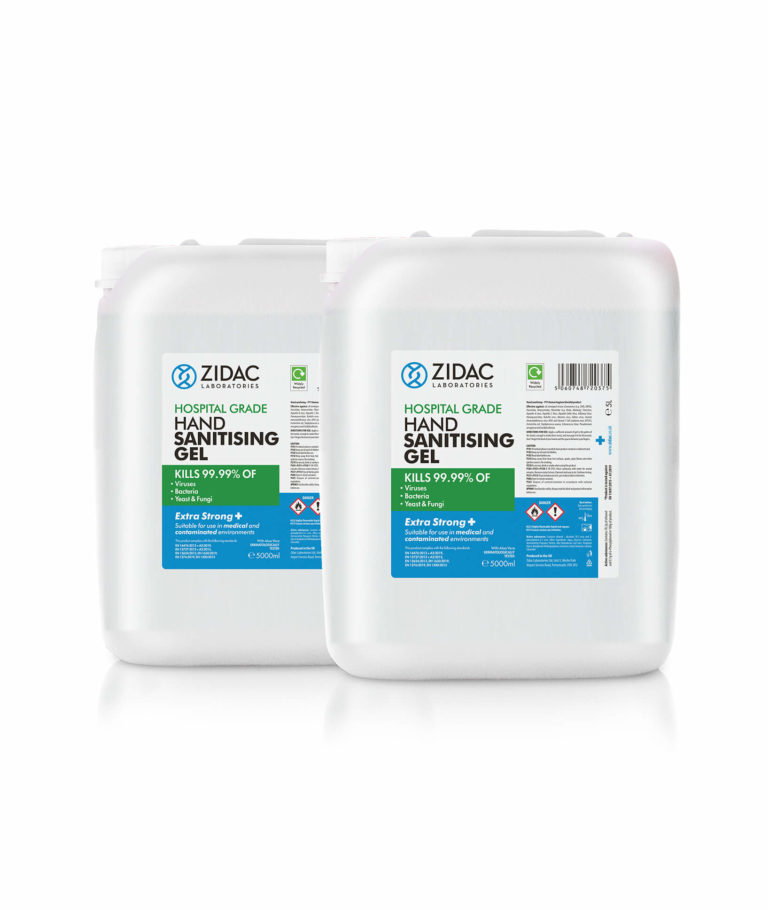 Zidac Hospital Grade Hand Sanitiser Gel 2x 5-litre Jerry Can | Zidac